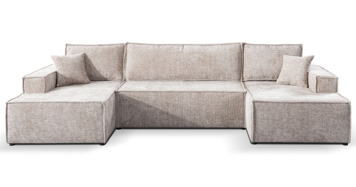 Calix U shaped beige corner sofa bed